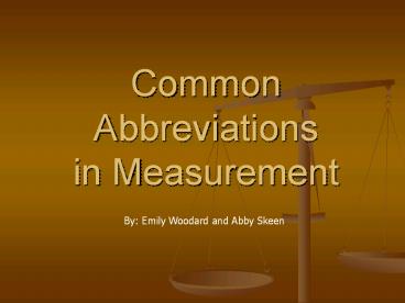 Common Abbreviations in Measurement