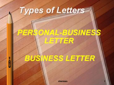PERSONAL-BUSINESS LETTER