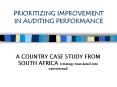 PRIORITIZING IMPROVEMENT IN AUDITING PERFORMANCE PowerPoint PPT Presentation