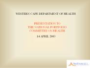 WESTERN CAPE DEPARTMENT OF HEALTH
