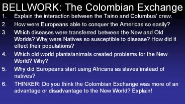 BELLWORK: The Colombian Exchange