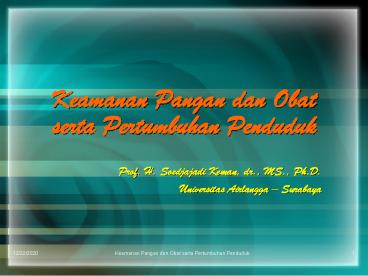 Keamanan Pangan dan Obat serta Pertumbuhan Penduduk