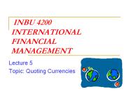 INBU 4200 INTERNATIONAL FINANCIAL MANAGEMENT