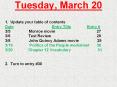 Tuesday, March 20 PowerPoint PPT Presentation