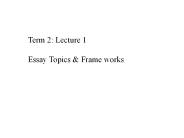 Term 2: Lecture 1