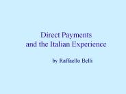 Direct Payments and the Italian Experience