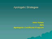 Apologetic Strategies