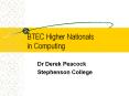 BTEC Higher Nationals in Computing PowerPoint PPT Presentation