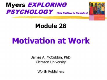 Myers EXPLORING PSYCHOLOGY  (6th Edition in Modules)