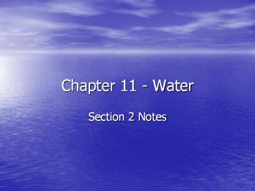 Chapter 11 - Water