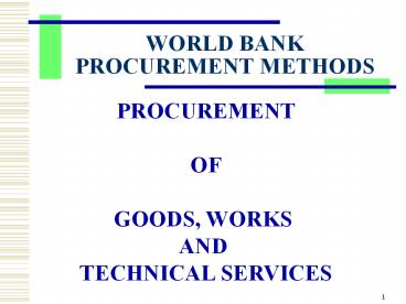 WORLD BANK PROCUREMENT METHODS