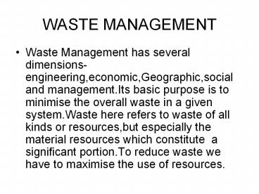 WASTE MANAGEMENT