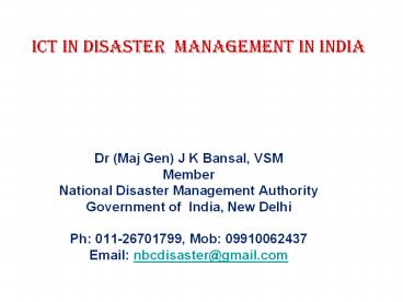 ICT In Disaster Management In India