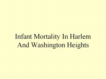 Infant Mortality In Harlem And Washington Heights
