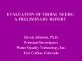 EVALUATION OF TRIBAL NEEDS: A PRELIMINARY REPORT PowerPoint PPT Presentation