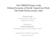 The UNRISD Project on the Political Economy of Paid