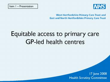 Equitable access to primary care