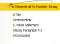 The Elements of An Excellent Essay PowerPoint PPT Presentation