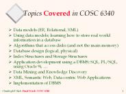 Topics Covered in COSC 6340
