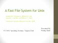 A Fast File System for Unix PowerPoint PPT Presentation