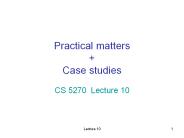 Practical matters   Case studies