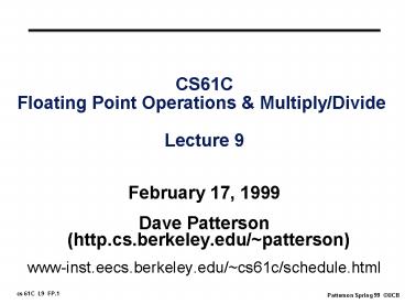 CS61C Floating Point Operations