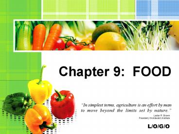 Chapter 9: FOOD