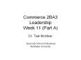 Commerce 2BA3 Leadership Week 11 (Part A) PowerPoint PPT Presentation