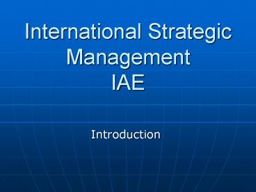 International Strategic Management IAE