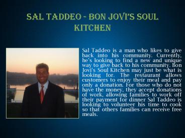SAL TADDEO - BON JOVI’S SOUL KITCHEN