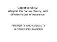 Objective 08.02 Interpret the nature, theory, and different types of insurance PowerPoint PPT Presentation