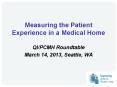 Measuring the Patient Experience in a Medical Home PowerPoint PPT Presentation