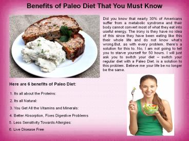 Benefits of Paleo Diet That You Must Know