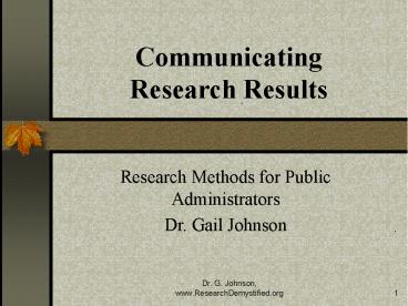 Communicating Research Results