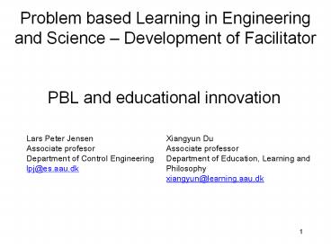 PBL and educational innovation