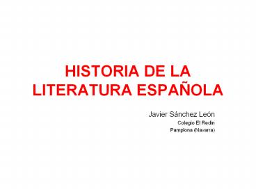 HISTORIA DE LA LITERATURA ESPA
