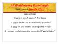 AP World History Parent Night PowerPoint PPT Presentation