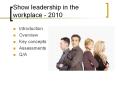 Show leadership in the workplace - 2010 PowerPoint PPT Presentation