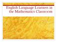 English Language Learners in the Mathematics Classroom PowerPoint PPT Presentation