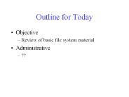 Outline for Today