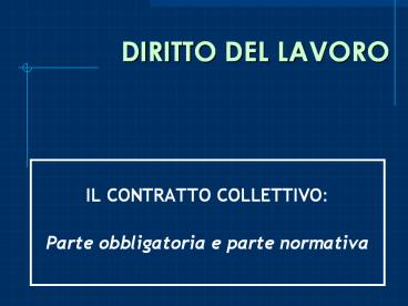 DIRITTO DEL LAVORO