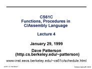 CS61C Functions, Procedures in C/Assembly Language  Lecture 4
