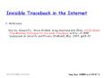 Invisible Traceback in the Internet PowerPoint PPT Presentation