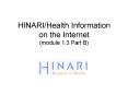HINARI/Health Information on the Internet (module 1.3 Part B) PowerPoint PPT Presentation