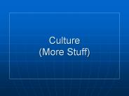 Culture (More Stuff)