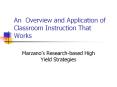 An Overview and Application of Classroom Instruction That Works PowerPoint PPT Presentation