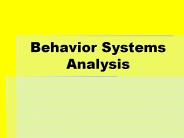 Behavior Systems Analysis