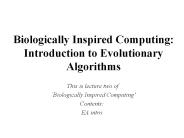 Biologically Inspired Computing:  Introduction to Evolutionary Algorithms
