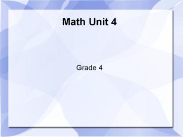 Math Unit 4