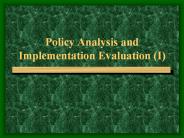 Policy Analysis and Implementation Evaluation (I)